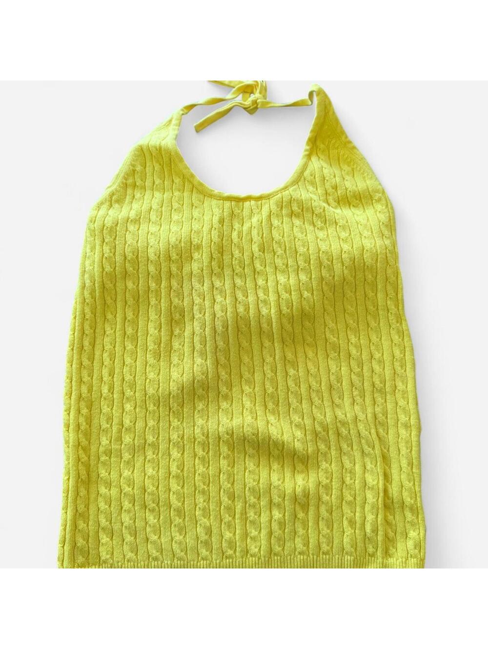 Bright Yellow Gap Sweater Knit Halter Tank Top, Size Medium, 13” ptp